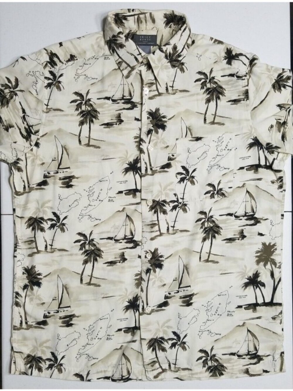 Crazy Horse Short Sleeve Button Up Floral Hawaiian Tropical Bowling Shirt Men M
